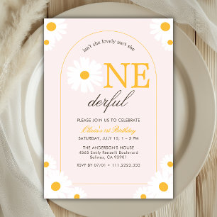 Invitation Daisy Onederful Floral 1er Anniversaire Fille