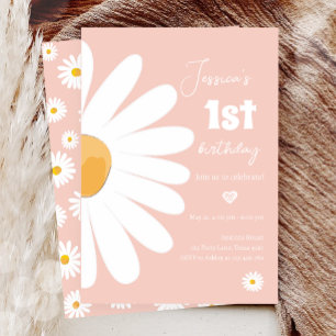 Invitation Daisy Retro Boho Party Rose Girl Premier anniversa