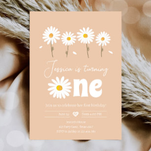 Invitation Daisy Retro Boho Party Sand Girl premier anniversa