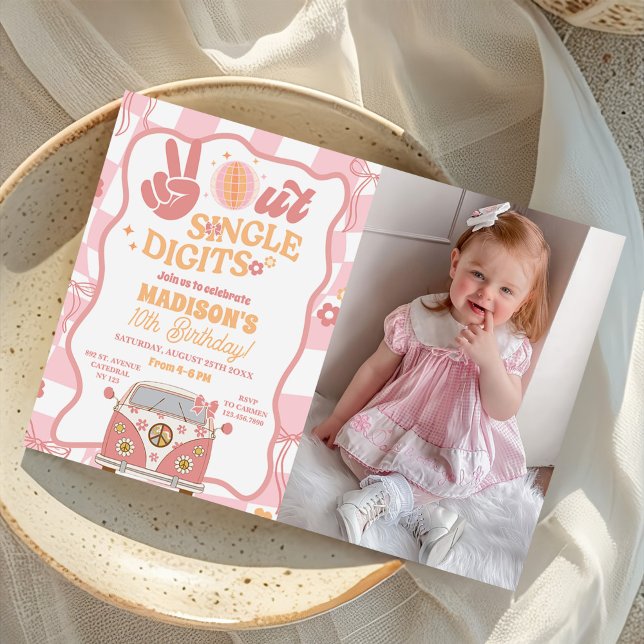 Invitation Daisy & Retro Van Pastel Super Anniversaire Photo (Créateur téléchargé)