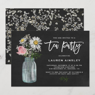 Invitation Daisy rustique de tableau noir à Mason Jar Tea Par