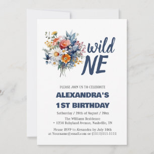 Invitation Daisy Wild One 1st Birthday Girl