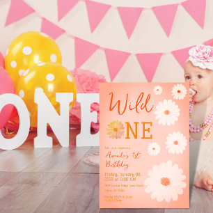 Invitation Daisy Wild One premier anniversaire fille Floral
