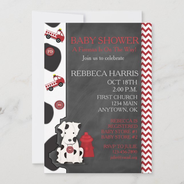 Invitation dalmatien de tableau de Chevron de baby (Devant)