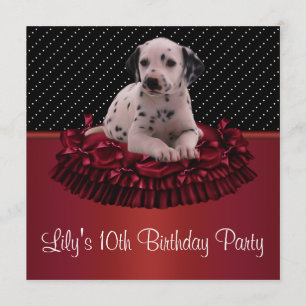 Invitation Dalmation Filles de chiots10e fête d'anniversaire