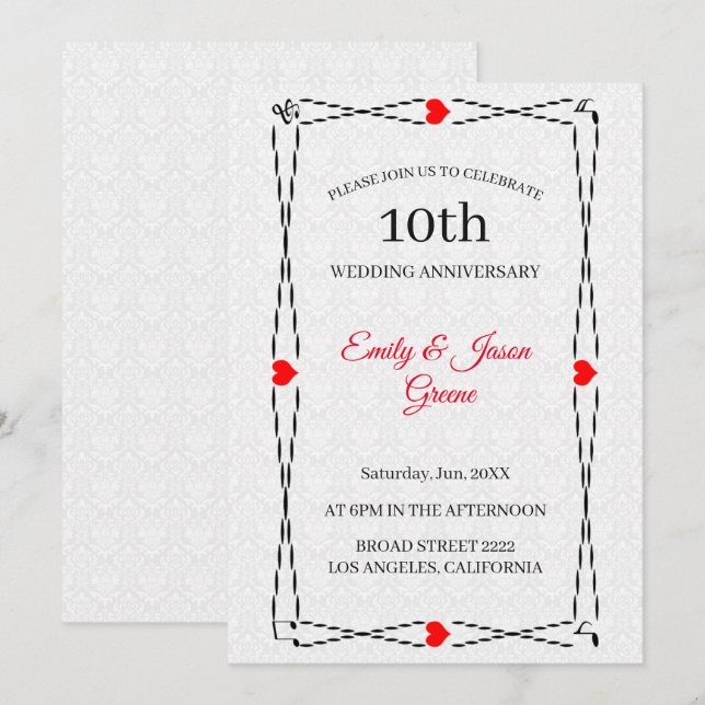 Invitation Damas Blanches Et Cadre Musical (Devant / Derrière)