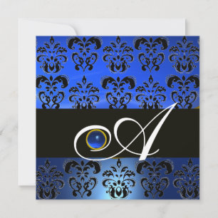 INVITATION DAMAS BLEU NOIR MONOGRAMME SAPPHIR
