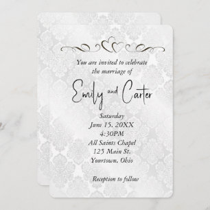 Invitation Damas de Mariage blanc avec les coeurs