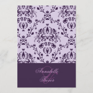 Invitation Damas de prune/lilas, mariage personnalisé