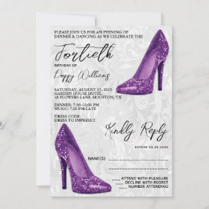 Invitation Damas élégant, Stilettos pourpres 40e anniversaire