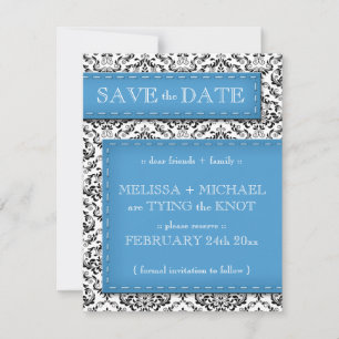 Invitation Damas en bleu scindé Enregistrer la date Annonces