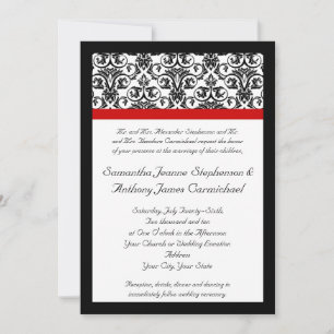 Invitation Damas noir/blanc avec accentuation rouge