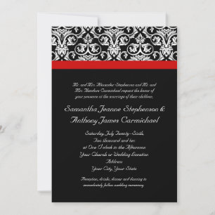 Invitation Damas noir/blanc avec accentuation rouge