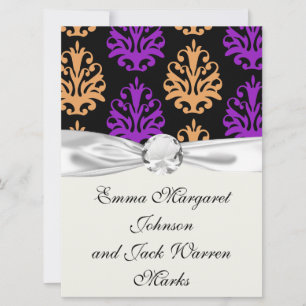 Invitation damas noir d'orange violet d'halloween