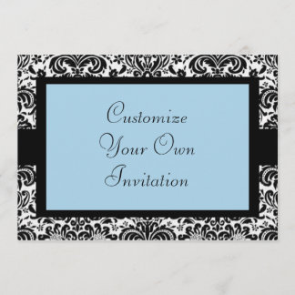 Invitation Damas noir et blanc, Bleu bébé