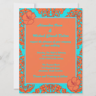 Invitation Damas orange et turquoise