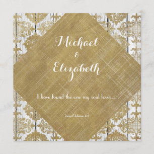 Invitation Damas vintage d'or et bois avec Verset biblique