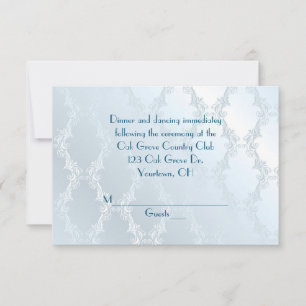 Invitation Damask bleu perlé RSVP