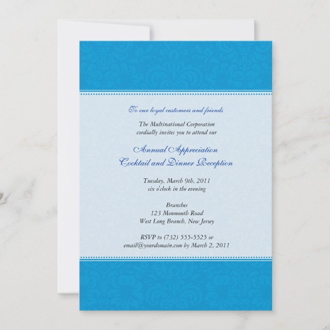 Invitation Damask Cerulean (Devant)