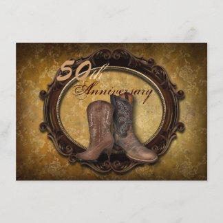 Invitation damask cowboy country 50e anniversaire mariage