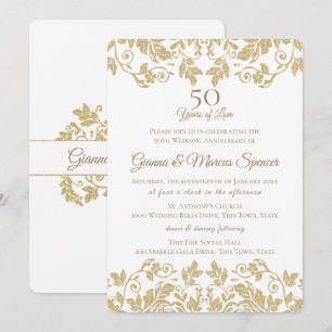 Invitation Damask doré 50e Anniversaire