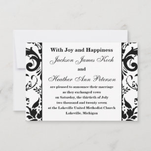 Invitation Damask Élégant Formel - Annonce de mariage 3x5