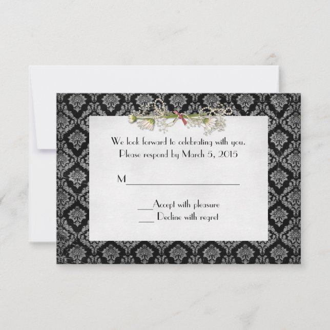 Invitation Damask et Daisy RSVP (Devant)