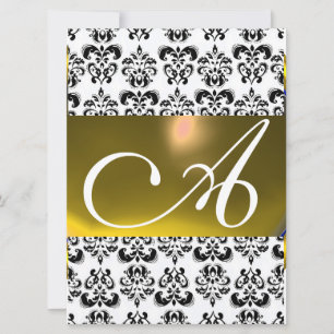 Invitation DAMASK GEM MONOGRAM jaune blanc