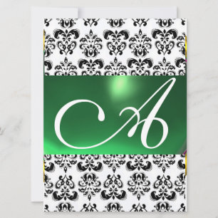 Invitation DAMASK GEM MONOGRAS vert blanc