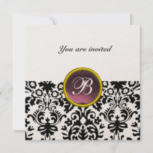 Invitation DAMASK GEM STONE MONOGRAM améthyste or pourpre