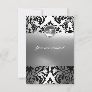 Invitation DAMASK GEM STONE MONOGRAM blanc