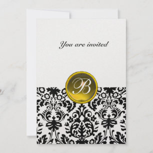 Invitation DAMASK GEM STONE MONOGRAM topaz glace jaune foncé