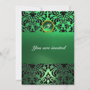 Invitation DAMASK GEM STONE MONOGRAM vert jade