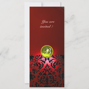 Invitation DAMASK GEM STONE MONOGRAMME jaune rouge