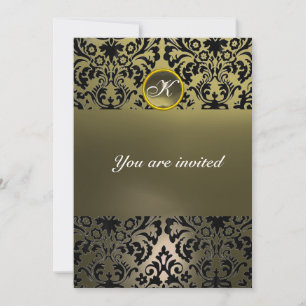 Invitation DAMASK GEMME MONOGRAMME gris