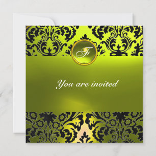 Invitation DAMASK GEMME MONOGRAMME jaune