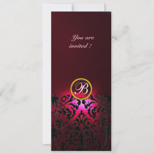 Invitation DAMASK GEMME MONOGRAMME rouge burgundy