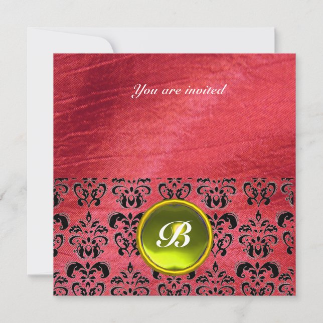 Invitation DAMASK GEMME PIERRE MONOGRAMME soie violette (Devant)