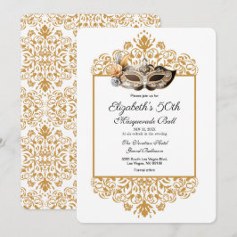 Invitation Damask Gold Masquerade Ball 50e anniversaire Invit