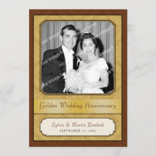 Invitation Damask Golden 50e anniversaire fête