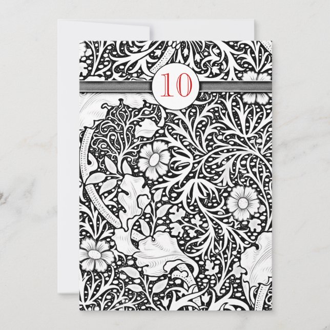Invitation damask noir & blanc 10 mariage anniversaire invita (Devant)