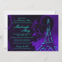 Damask Parisienne : Electrique Turquoise & Violet 