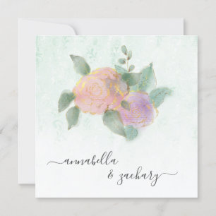 Invitation *~* Damask ROSE QR RSVP Paillettes -  AR12 Mariage