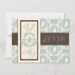 Invitation Damask Tweets Wedding Invite Card 2