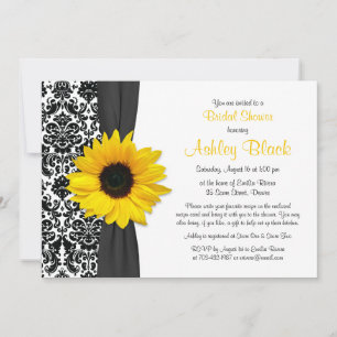 Invitation Damask Yellow Sunflower Recette Fête des mariées