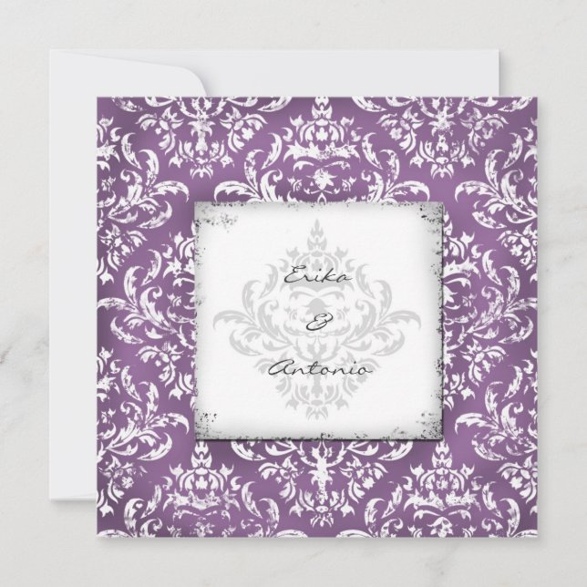 Invitation Damassé-Aubergine de cru de la CHROMATOGRAPHIE (Devant)