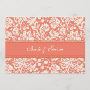 Invitation Damassé crème de corail d'invitations de mariage