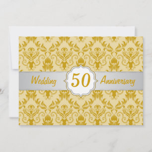 Invitation Damassé doré, 50e anniversaire de mariage