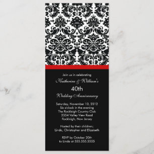 Invitation damassée rouge pour le 40e anniversaire