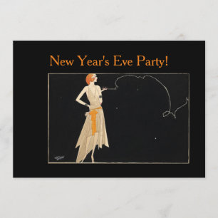 Invitation Dame à tête rouge Vintage des années 1920